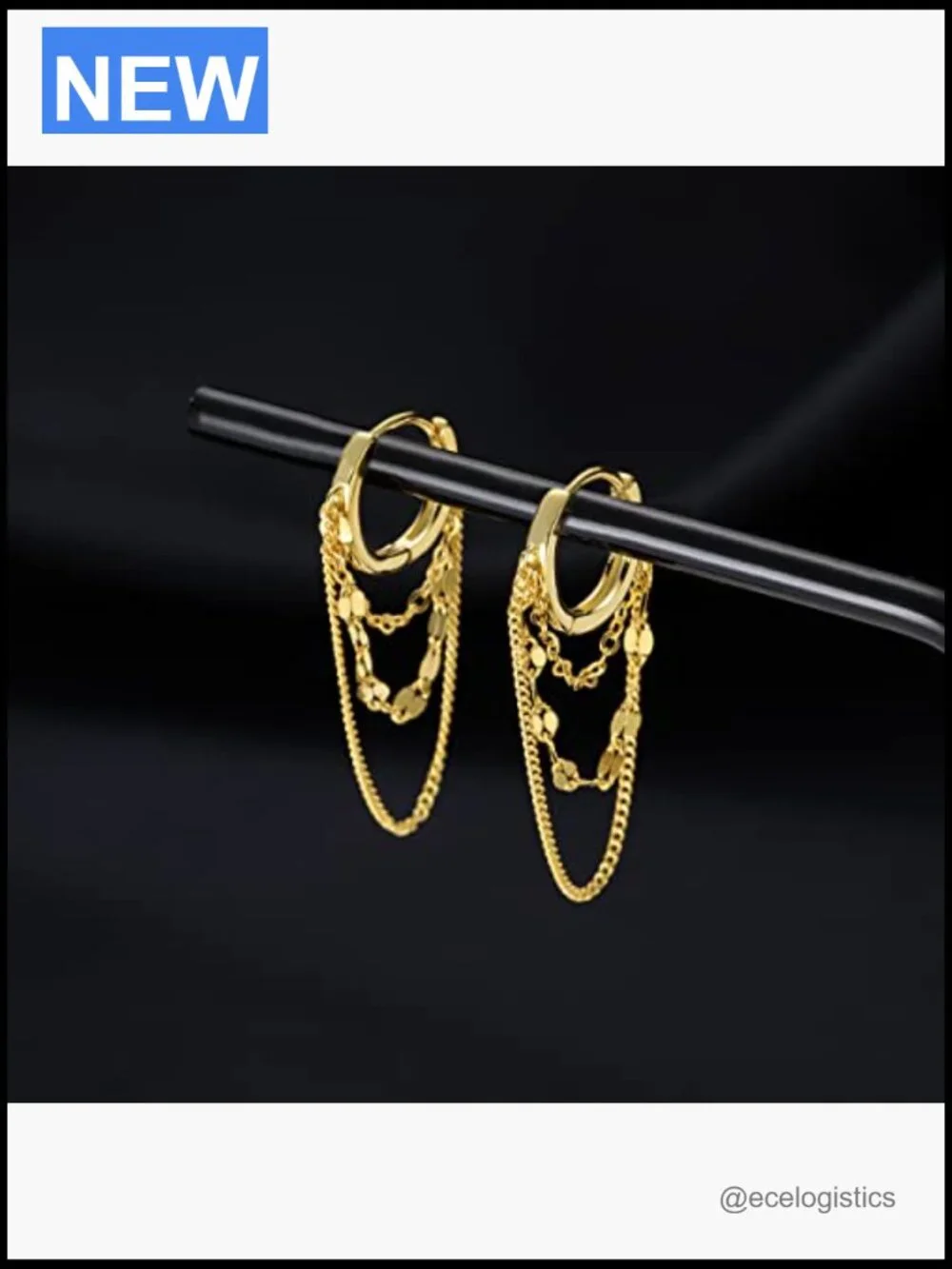 925 Sterling Silver Chain Drop Hoop Earrings for Teens